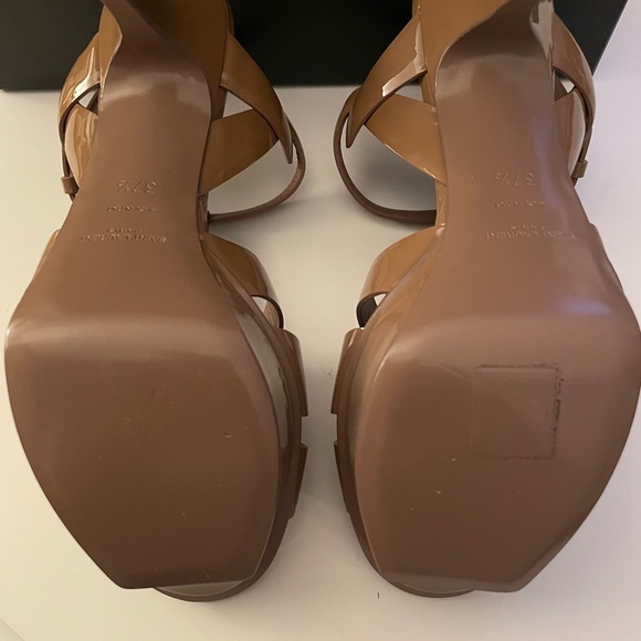 YSL TRIBUTE PATENT LEATHER PLATFORM HEELS 37.5 - Picture 10 of 10